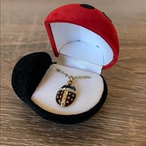 Gold ladybug necklace with case